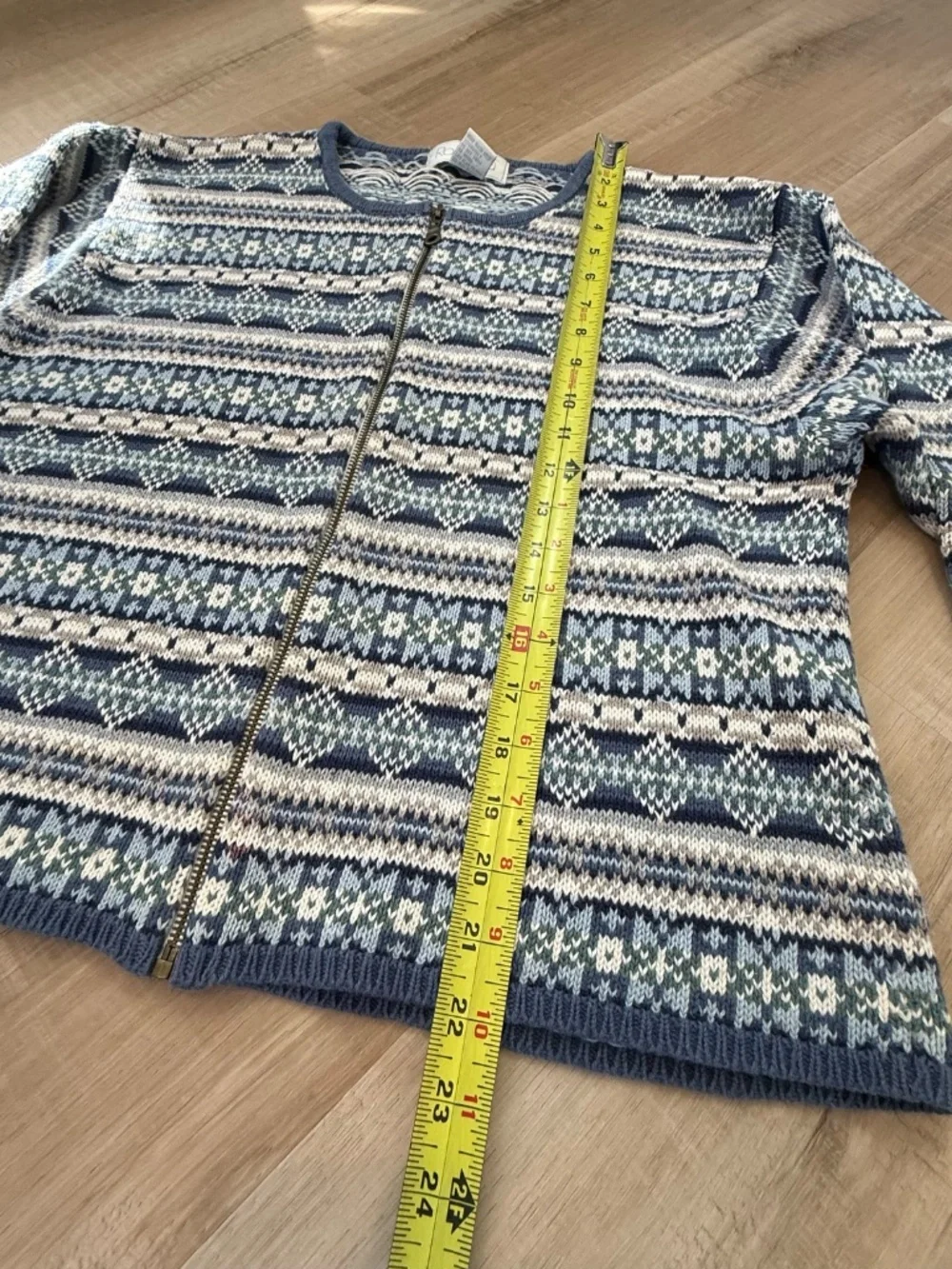 Vintage Rosanna Nordic Fair Isle Zip-Front Cardigan Sweater Size Large - Picture 2 of 5
